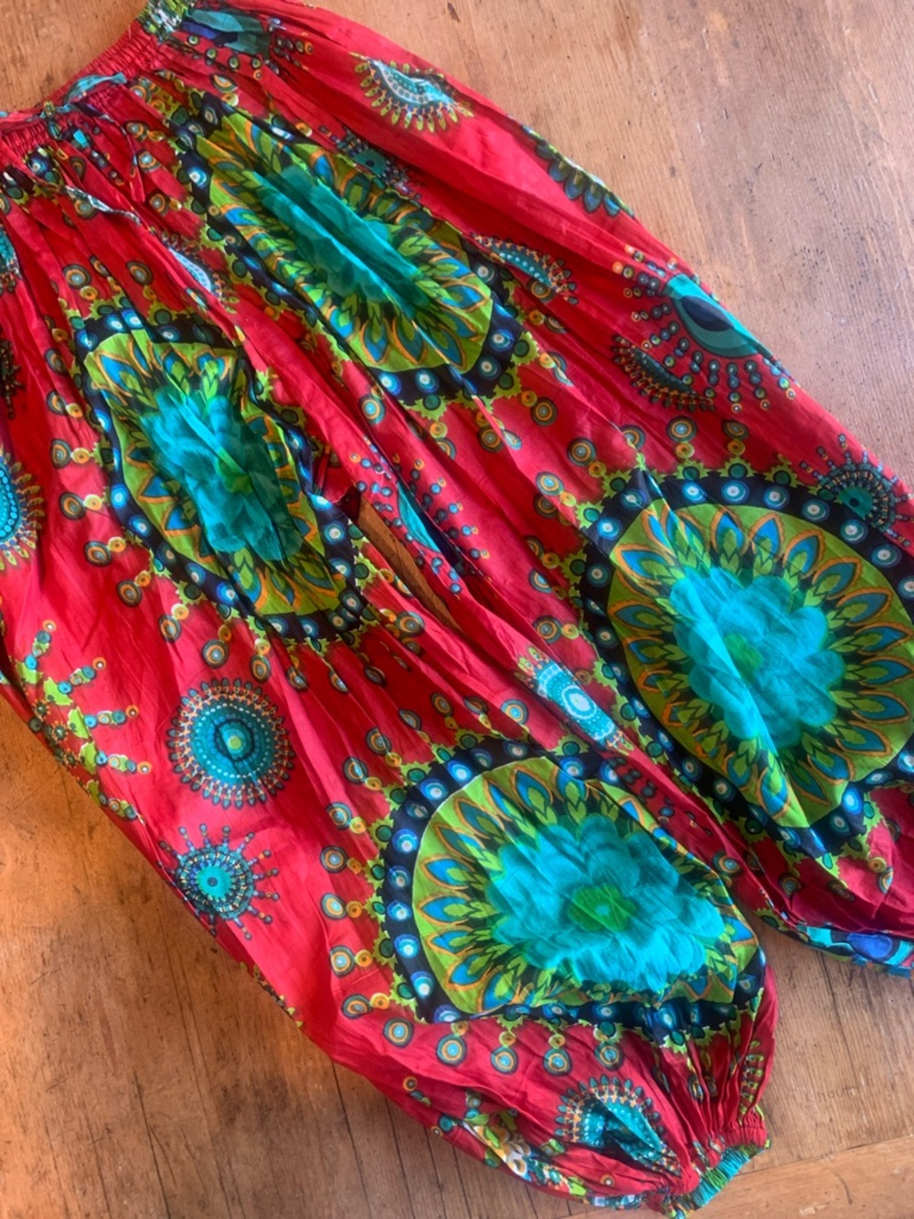 Cotton Red Floral Medallion Bohemian Puff Jogger Pant - Picture 4 of 16